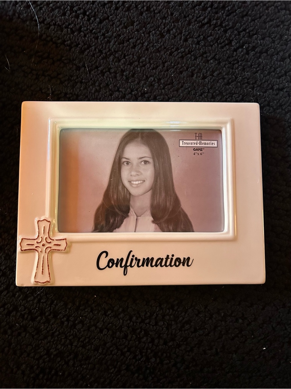 Ceramic Confirmation Photo Frame with Gold Cross ✝️